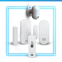 Sensores inteligentes  para portas, janelas, movimento e clima.
